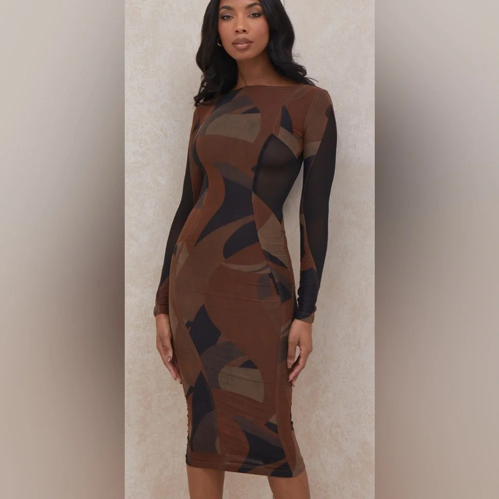 House of CB CASSIDY BROWN PRINT MIDI DRESS XS